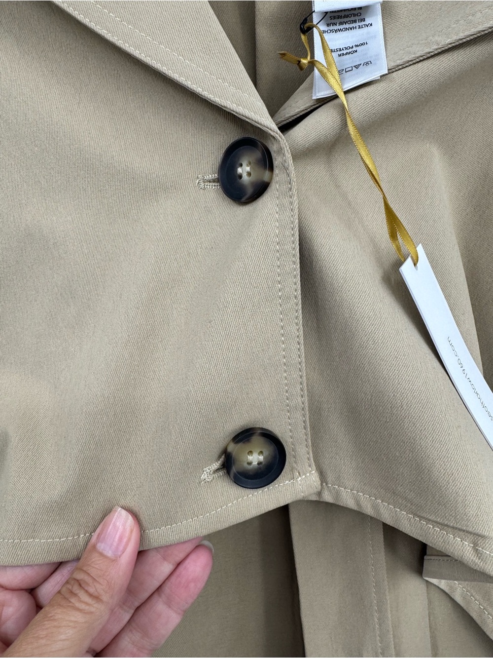 House of Harlow 1960 Cropped Cape Trench Jacket One Size Beige Minimalist Modern - Picture 7 of 13